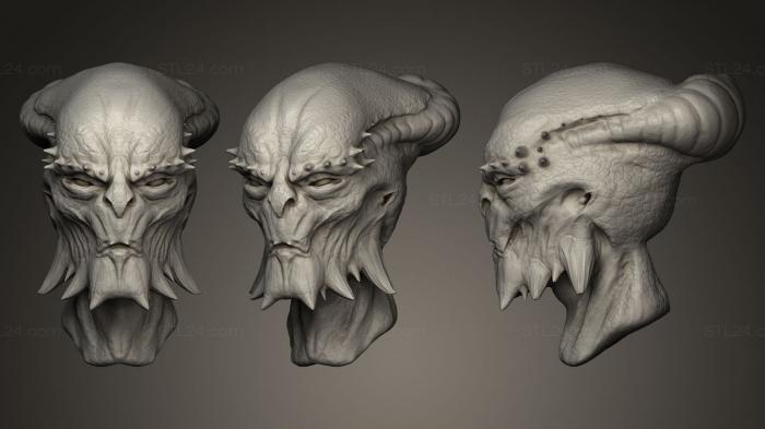 Бюсты монстры и герои (Скульптура головы существа 1, BUSTH_0072) 3D модель для ЧПУ станка